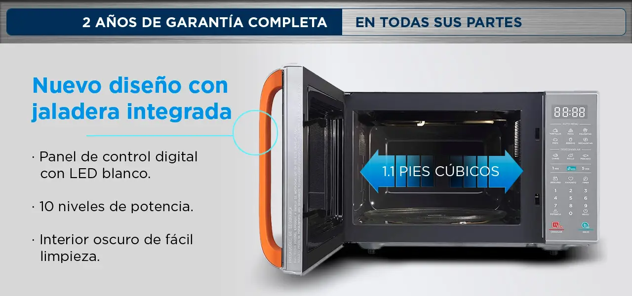 Midea MMDV11G2DG Horno de Microondas Grill de 1,1 Pies Cúbicos