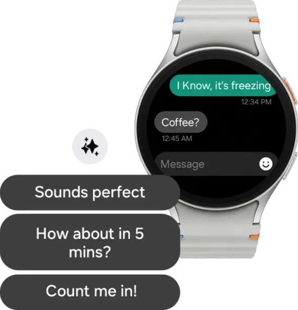 Suggested Replies watch app offering quick replies