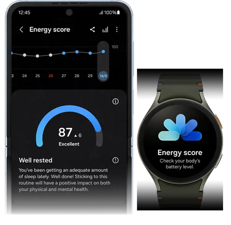 Energy score application for phone and watch