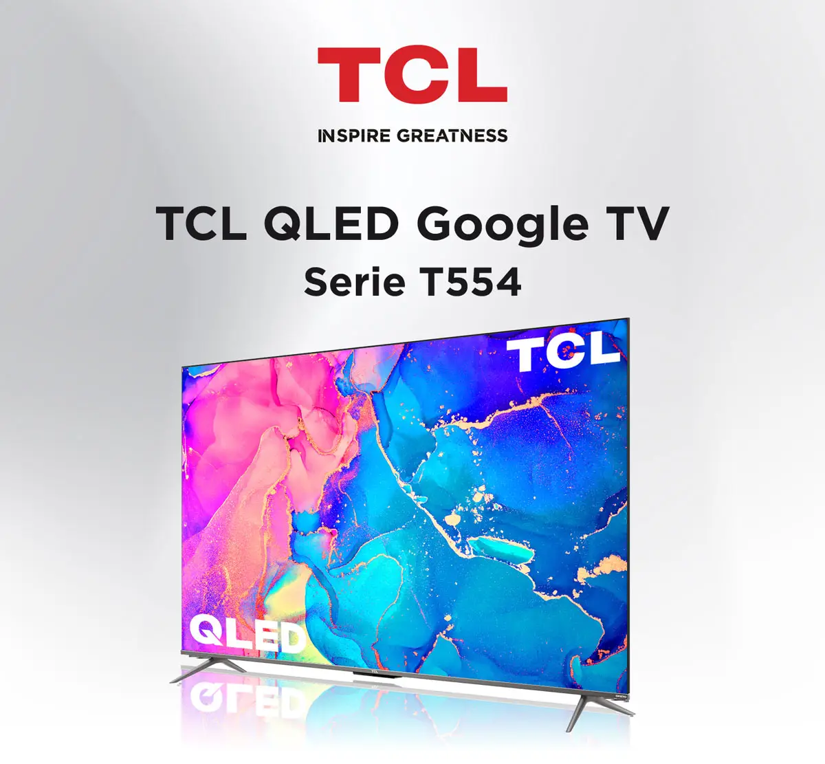Pantalla TCL 55 Pulgadas QLED GOOGLE TV 55T554