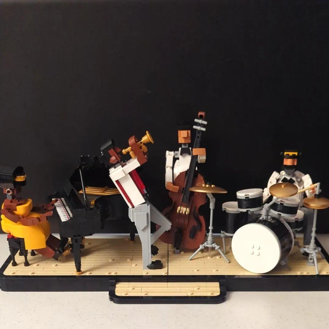 楽器奏者の彫刻（鉄製）4体セット LEGO Ideas Jazz Quartet, Building Set for Adults Featuring