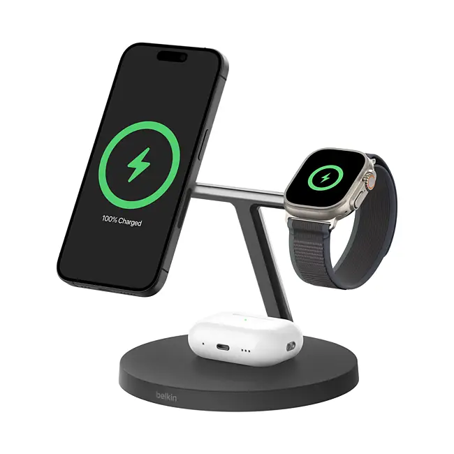 Belkin BoostCharge Pro 3-in-1 Wireless Charging Stand with Qi2