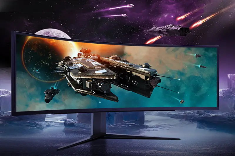 Deco Gear 49 Curved Ultrawide Gaming Monitor, DQHD 5120x1440, 32:9, 120  Hz, 101% NTSC 100% sRGB, Adjustable, Home Office and Entertainment