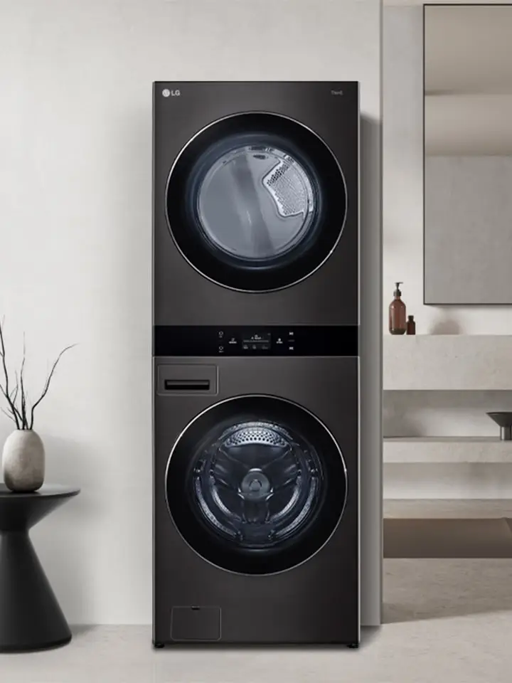 LG Black Single Unit Wash Tower™ with Center Control® Front Load