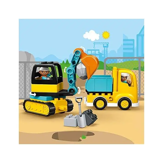 LEGO DUPLO 10931 - Vehículo de construcción de camiones y orugas para niños  pequeños de 2 a 4 años de edad, juguete de desarrollo y aprendizaje de