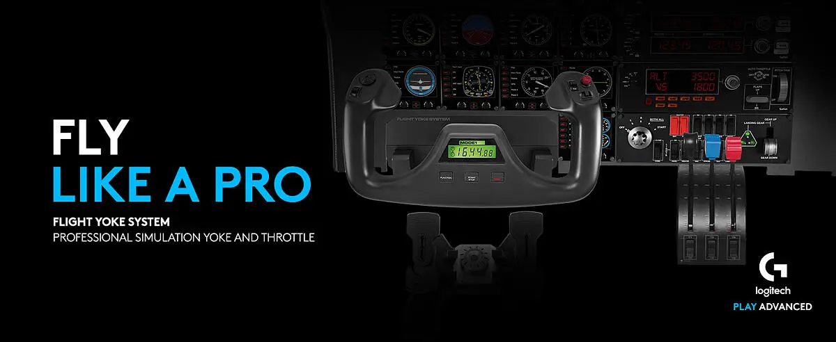 Logitech G PRO Flight Yoke System, Professional Simulation Yoke and  Throttle Quadrant, 3 Modes, 75 Programmable Controls, Configurable Throttle  Knobs