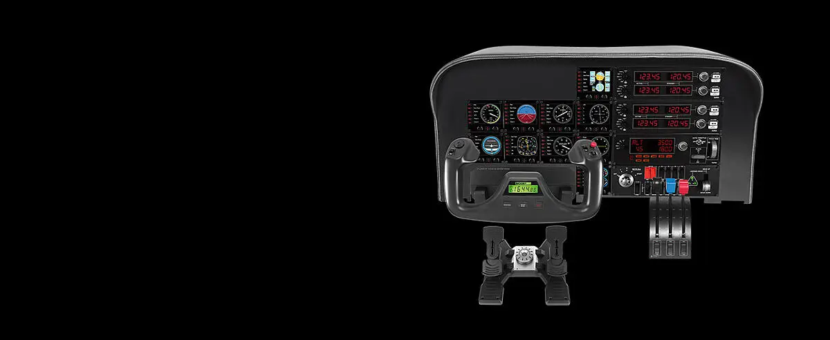 Logitech Flight Yoke System Professional Simulation Yoke and Throttle  Quadrant in Black