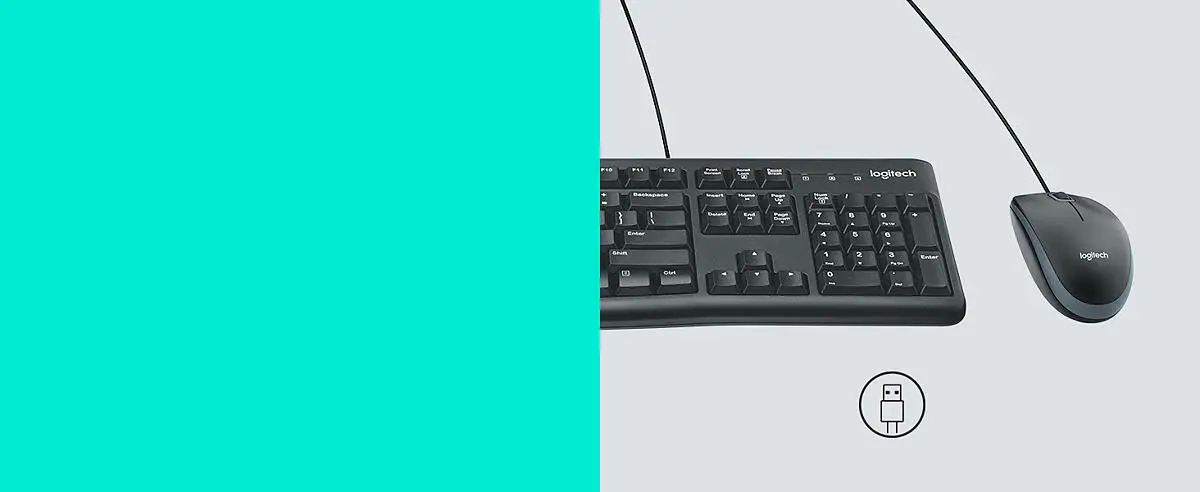 Logitech MK120 Wired Desktop Set, Keyboard/Mouse, USB, Black 