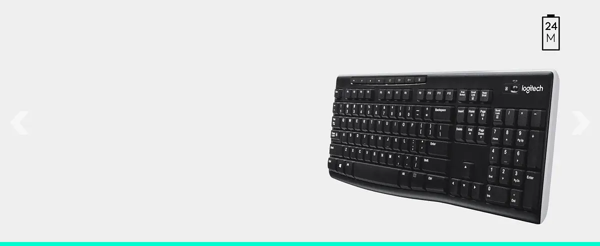 Logitech K270 Wireless Keyboard, Full-Size, Number Pad, PC and