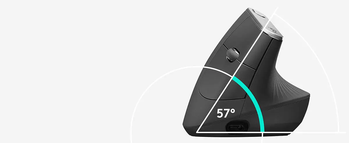 ÁNGULO DE 57° PARA UNA POSICIÓN DE SUJECIÓN NATURAL