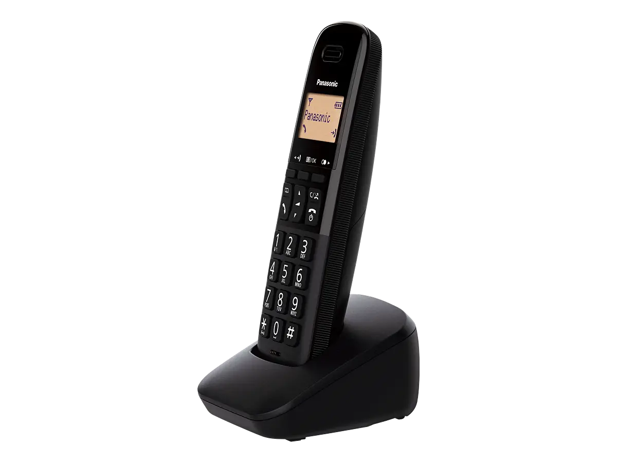  Panasonic KX-TGB810S - Teléfono inalámbrico compacto con DECT  6.0, LCD ámbar de 1.6 pulgadas y teclado HS iluminado, bloque de llamadas,  identificación de llamadas, múltiples idiomas de pantalla, 1 auricular  (negro/plateado) 