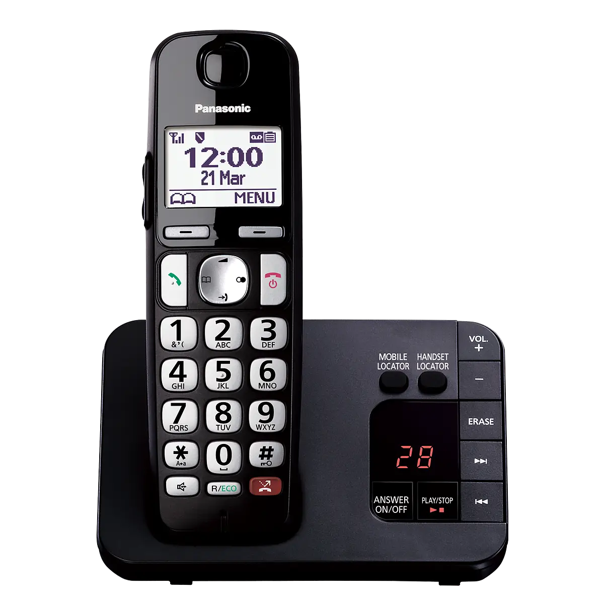 Panasonic Big Button Phone With Answerphone - Black - E B Marsh