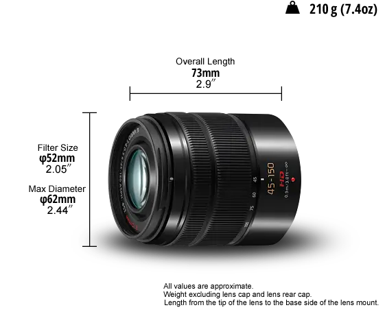 Lumix G Vario Interchangeable Telephoto Zoom 45-150mm Lens H