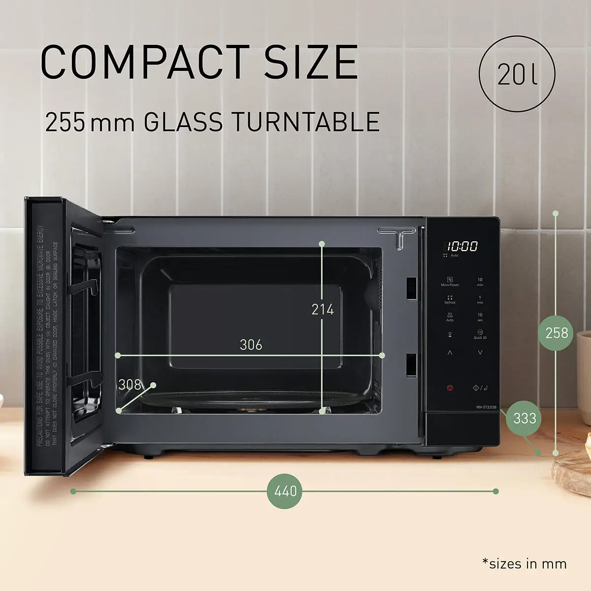 Panasonic NNST22QBBPQ Microwave, 20L, Black