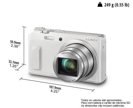 Máquina Fotográfica Bridge PANASONIC Lumix DMC-TZ57 (Branco - 16