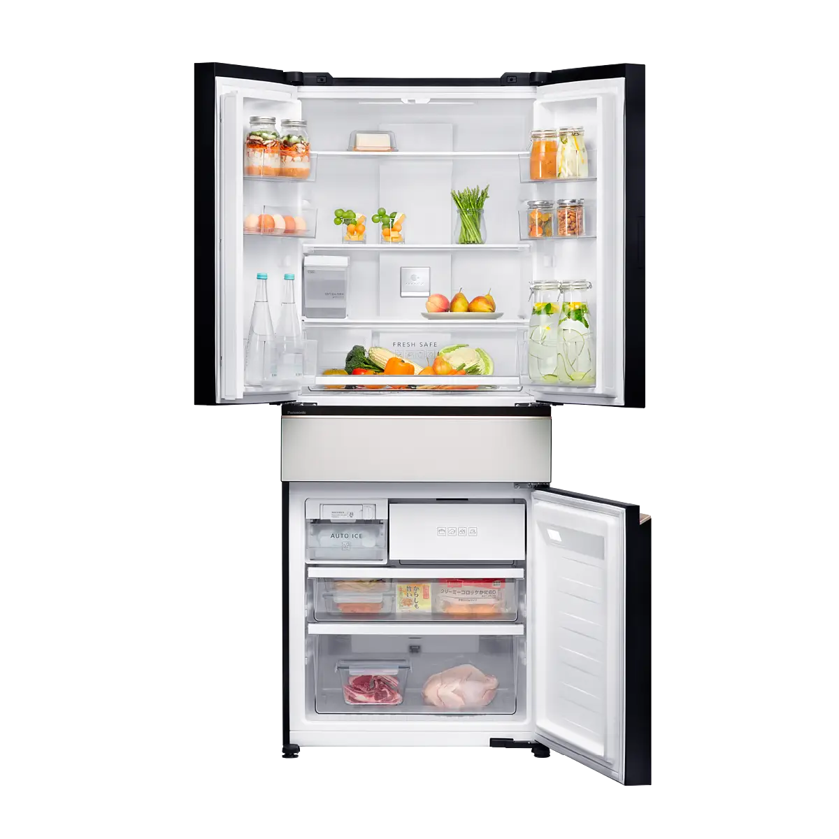 Panasonic 545L 4-Door Fridge - White Glass (NR-YW590XJWS) | Harvey