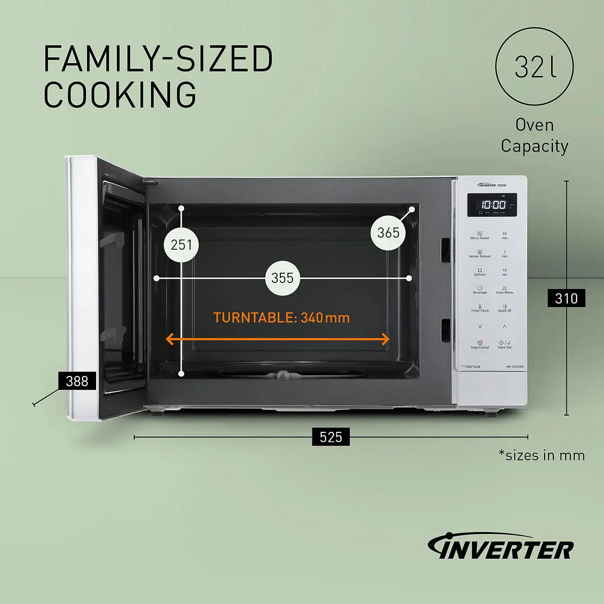 Panasonic NN-ST64QWBPQ Freestanding Microwave, White