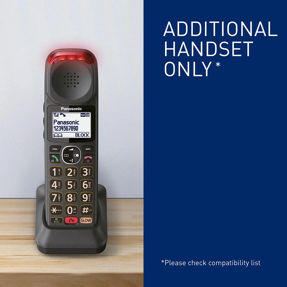 Panasonic KX-TGMA45 Telefono Cordless Digitale con Ricevitore Aggiuntivo (Non autonomo) e Base di Ricarica, LCD, Volume Alto, Modalità di Conversazione Lenta, Controllo Tono, Nero Metallizzato