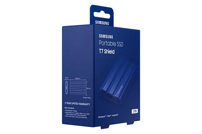 Samsung T7 Shield Portable External SSD - 2 TB - Blue - MU-PE2T0R/AM