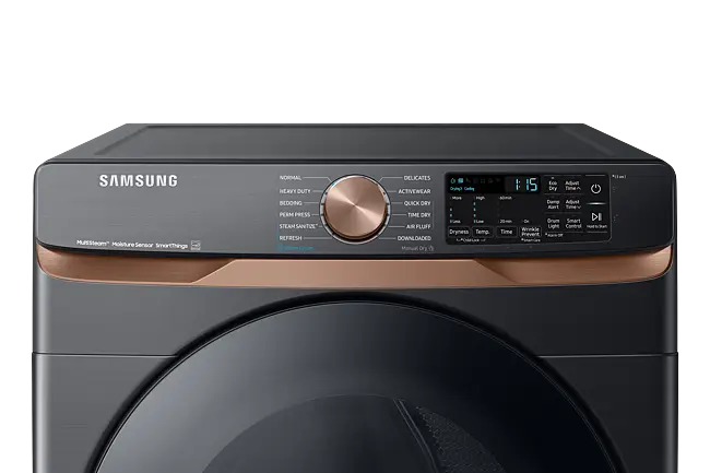 Samsung Black Stainless Steel Front Load Dryer with Steam Sanitize
