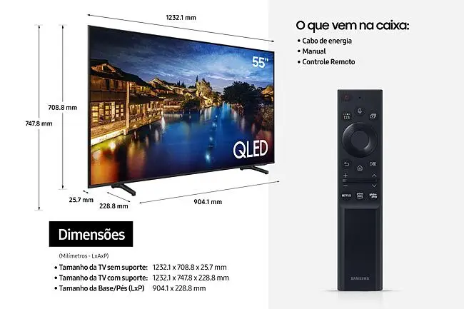 Smart TV QLED 55 Samsung 4K HDR QN55Q60AAGXZD com o Melhor Preço