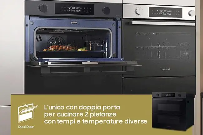 Samsung Forno Elettrico da Incasso Ventilato Multifunzione con Grill e  Vapore Capacità 76 Litri Classe A+ Larghezza 56 cm colore Nero Dual Cook  Flex - NV7B4540VBB/U5