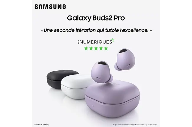 Samsung Galaxy Buds2 Pro, écouteurs Bluetooth, sans Fil, réduction Active  de Bruit, étui de Chargement, Son de Qualité Hi-FI, résistant à l'Eau,  Anthracite, Audio 360, qualité Appel