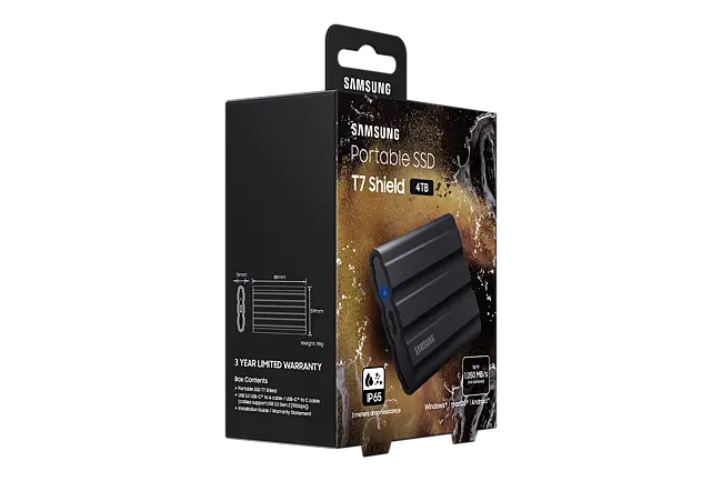 Disco duro portátil SSD Samsung T7 Shield 4TB, USB 3.2 · Samsung