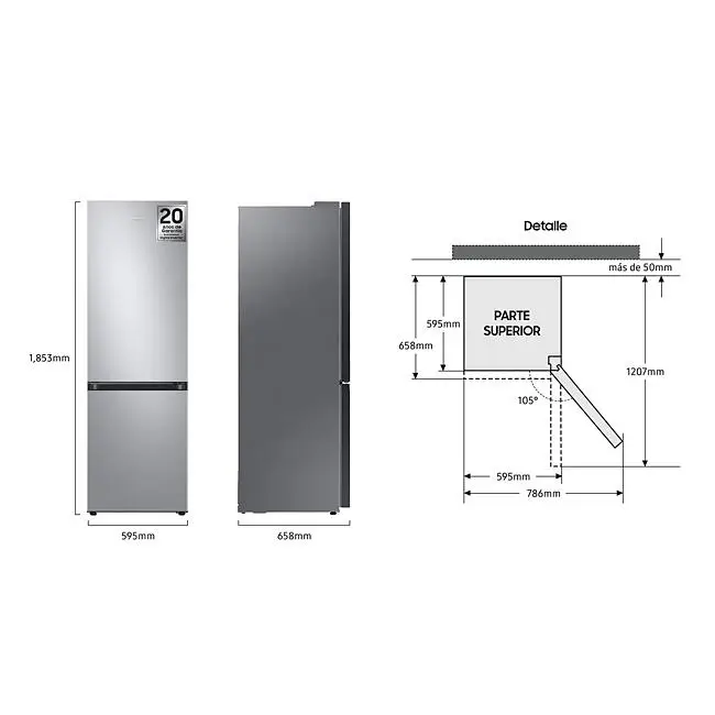 Frigoríficos y congeladores combinados. Samsung: Anchura 76-80 cm