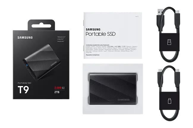 SAMSUNG, Ssd, Ssd portatile t9 da 2tb nero usb3.2, MU-PG2T0B/EU