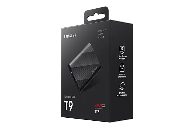 SSD extern SAMSUNG T9 MU-PG1T0B/EU, 1TB, USB 3.2 Gen 2, negru