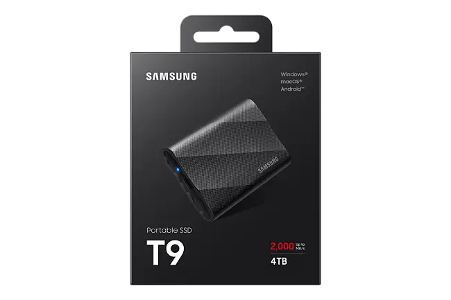 Samsung T9 USB 3.2 Gen 2 Portable SSD Hard Drive, 4TB, Black