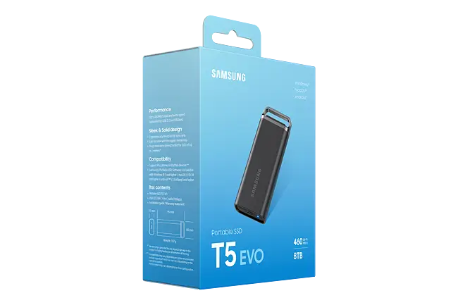 Samsung T5 EVO 8TB USB3.2 External Solid State Drive
