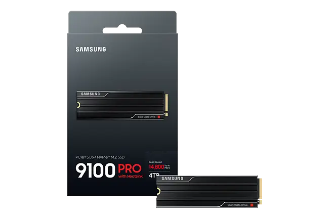 Samsung 9100 PRO with Heatsink - 4TB M.2 NVMe 2.0 PCIe Gen5. X4