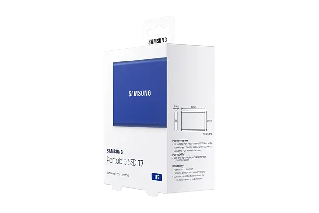 Samsung T7 1TB Portable SSD (Indigo Blue) – Challenger Singapore