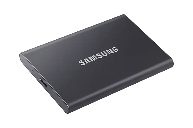 Samsung Portable SSD T7 MU-PC1T0T - Solid state drive - encrypted - 1 TB -  external (portable) - USB 3.2 Gen 2 (USB-C connector) - 256-bit AES - titan  grey