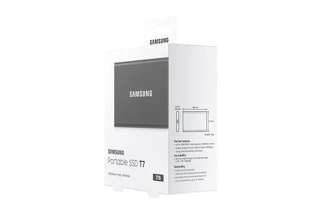 Samsung Portable SSD T7 1TB - Grå - Lagring
