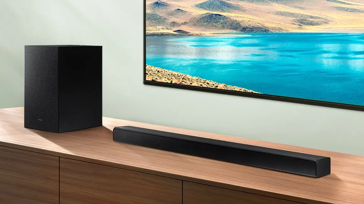 Barra de Sonido 410W, 2.1CH, DOLBY AUDIO, DTS VIRTUAL:X. El Mejor precio  del País.